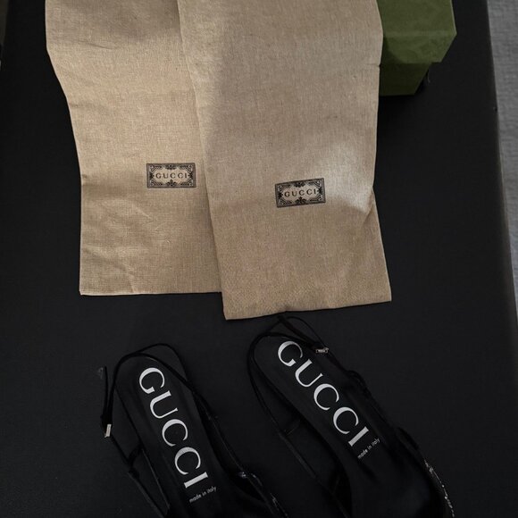 Gucci Slingback Ballet Flats Black Size 40 - Picture 2 of 6